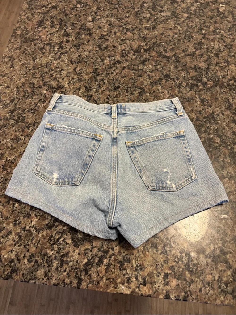Agolde Light Blue High-Rise Button-Fly Denim Shorts Parker long Jean